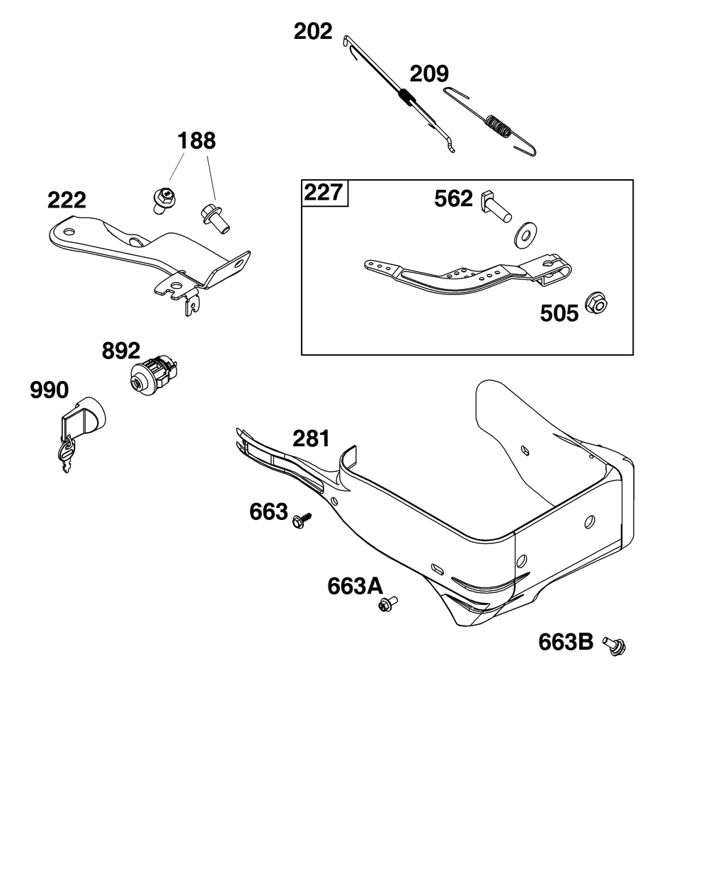 Controls Group Diagram and Parts List for 13A135-0026-F1 100000 - 19Z999 Briggs and Stratton Engine